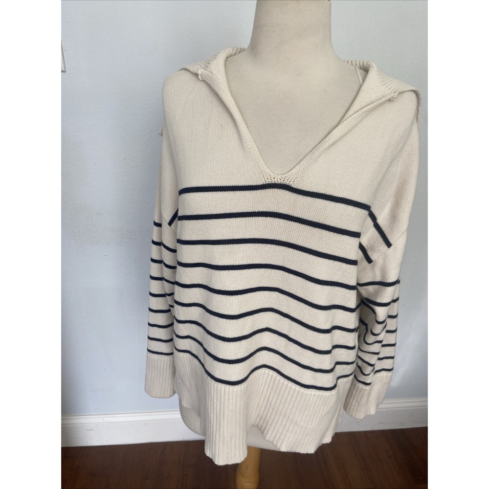 Zara Sweater Womens Small Striped Pullover Knitted Johnny Collar Preppy Y2K‎